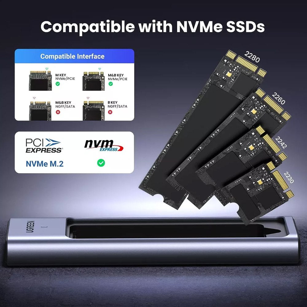 Case Para M.2 Nvme Sata UGREEN 10gbps Usb C Usb 3.2 Gen 2 Adaptador S1453