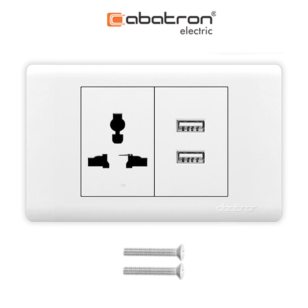 Tomacorriente CTIERRA mas Toma Doble USB Placa ABATRON S1462
