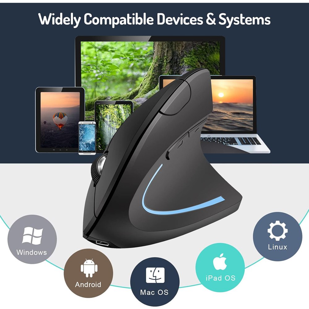 Mouse Vertical Inalambrico Ergonómico Usb Recargable Dual Mode 24hz S1472