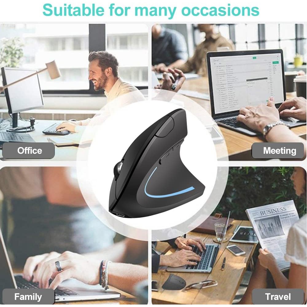 Mouse Vertical Inalambrico Ergonómico Usb Recargable Dual Mode 24hz S1472