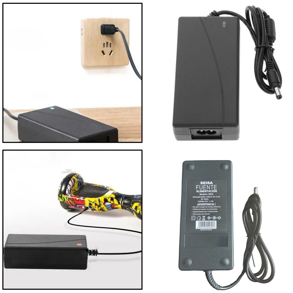 Fuente Alimentación 12V 4A 5.5x2.1mm Adaptador Corriente Aros Luz Led S1479