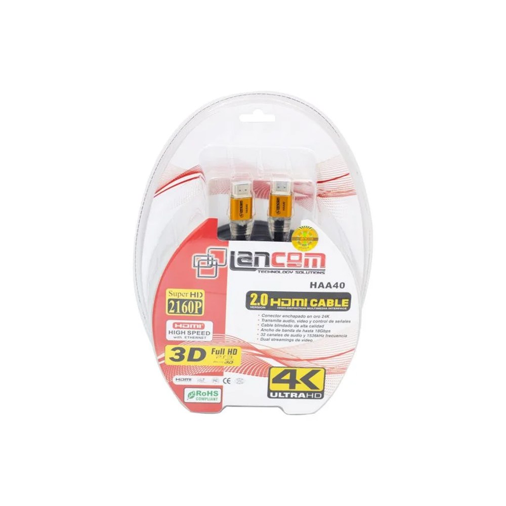 Cable Hdmi 2.0 4k Ultra Hd Lancom 3D 1.8 Metros 2160p PVC HAA40 S1499