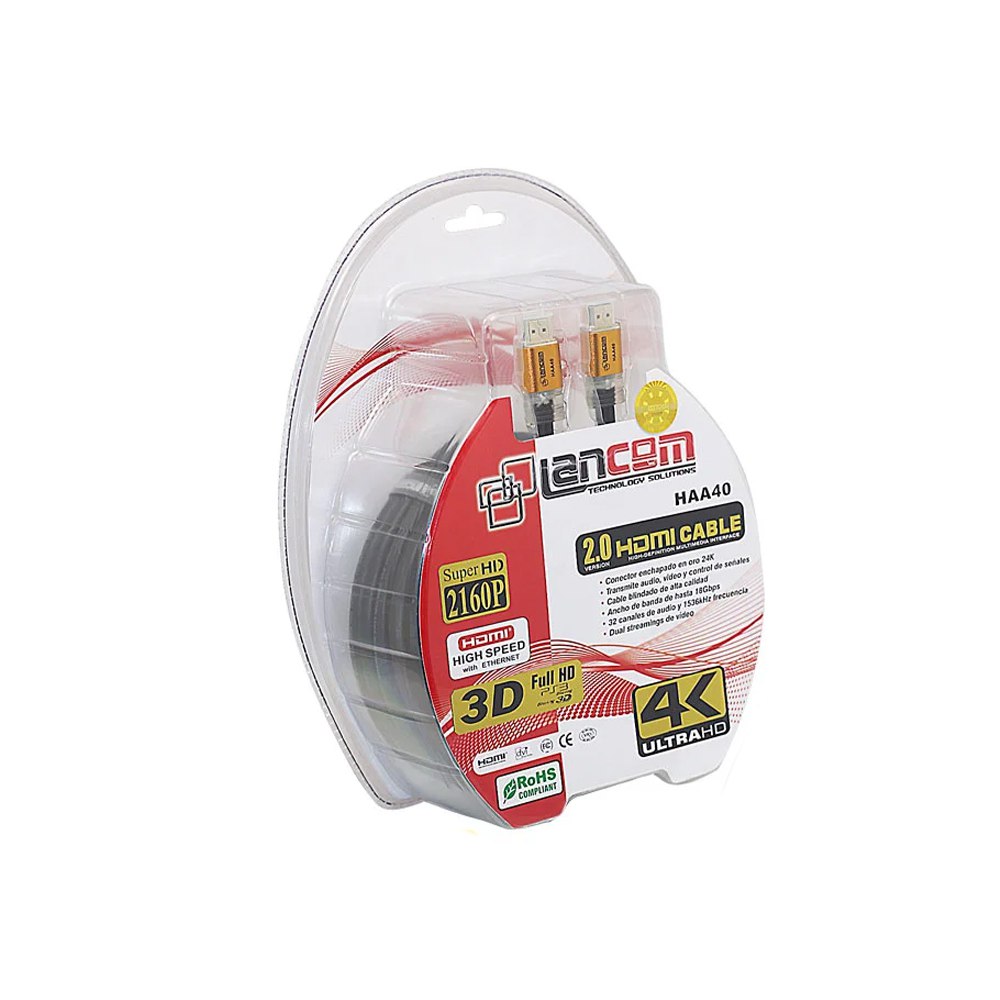 Cable Hdmi 2.0 4k Ultra Hd Lancom 3D 1.8 Metros 2160p PVC HAA40 S1499