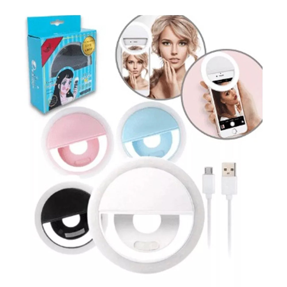 Mini Aro Selfie Anillo Luz Led con Clip para Celular Blanco S1505-3