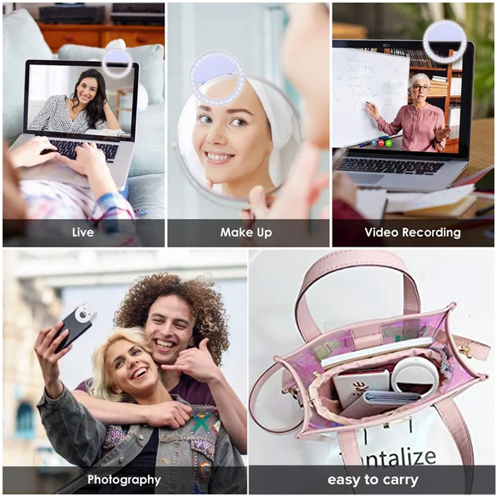 Mini Aro Selfie Anillo Luz Led con Clip para Celular Blanco S1505-3