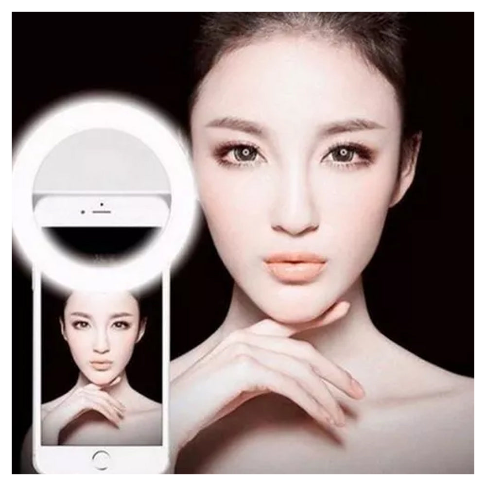 Mini Aro Selfie Anillo Luz Led con Clip para Celular Rosado S1505