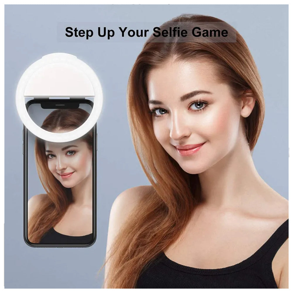 Mini Aro Selfie Anillo Luz Led con Clip para Celular Rosado S1505