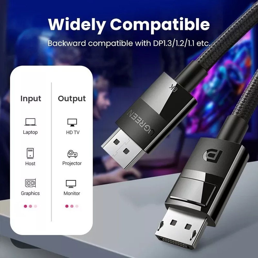 Cable Displayport Dp 1.4 8K UGREEN 240 Hz 32.4 Gbps 5 Metros HDR S1515