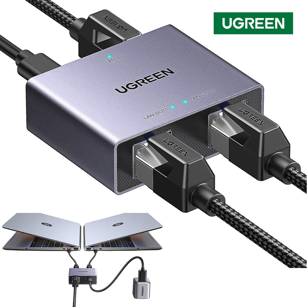Splitter Ethernet Gigabit UGREEN NW301 | Adaptador RJ45 1 a 2 | 1000 Mbps USB-C S1521