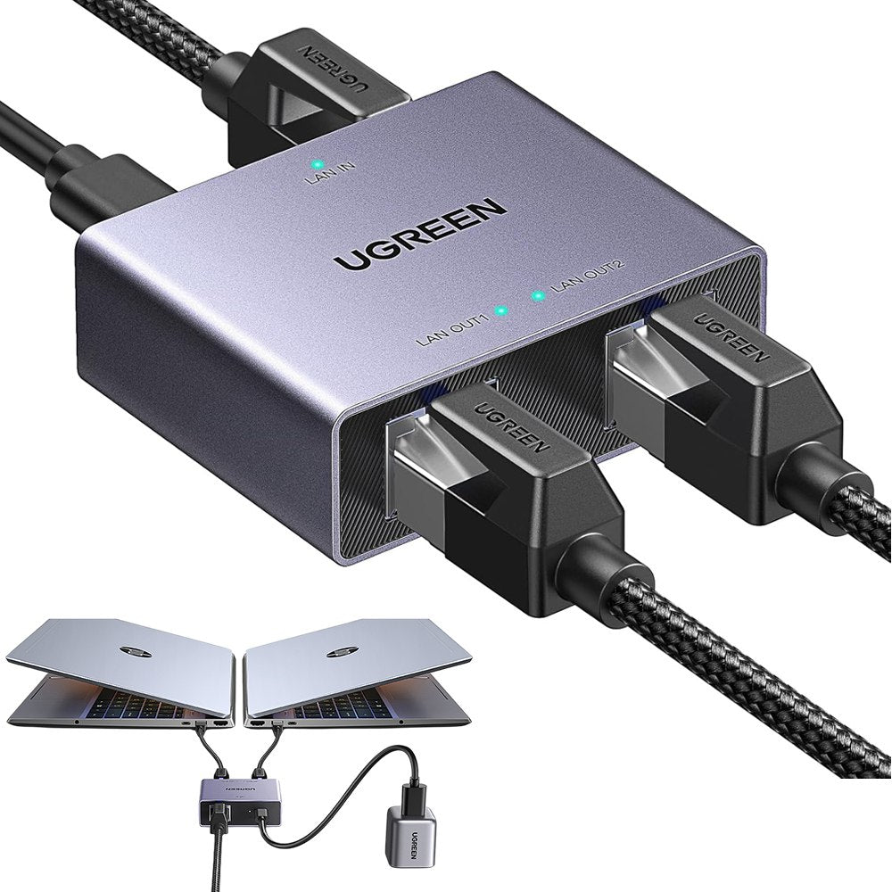 Splitter Ethernet Gigabit UGREEN NW301 | Adaptador RJ45 1 a 2 | 1000 Mbps USB-C S1521