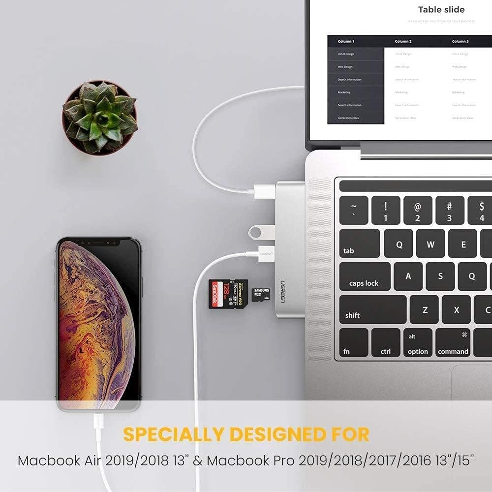 Hub 6 en 2 Dual USB-C a 3 USB 3.0 + Lector Tarjetas SD TF 5Gbps S1541