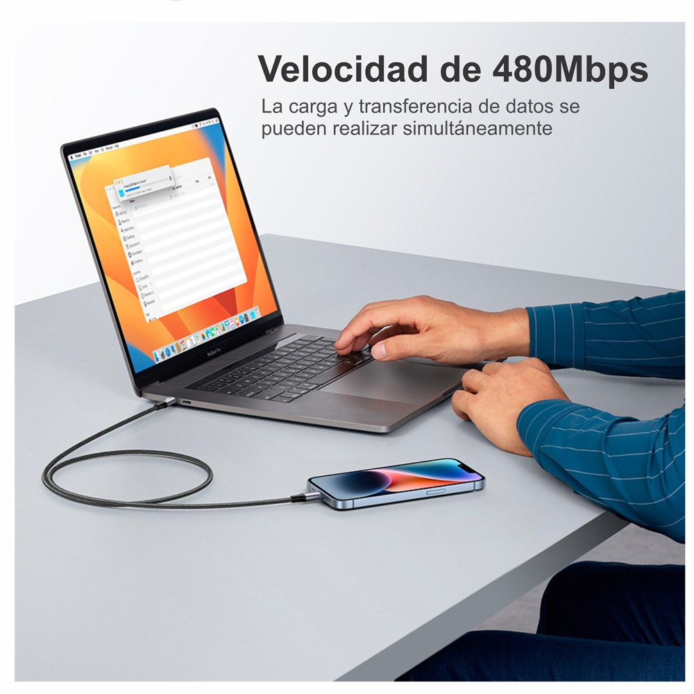 Cable USB-C TIPO C a Lightning 1.80 Metros NETCOM Carga Datos PD20W S1549