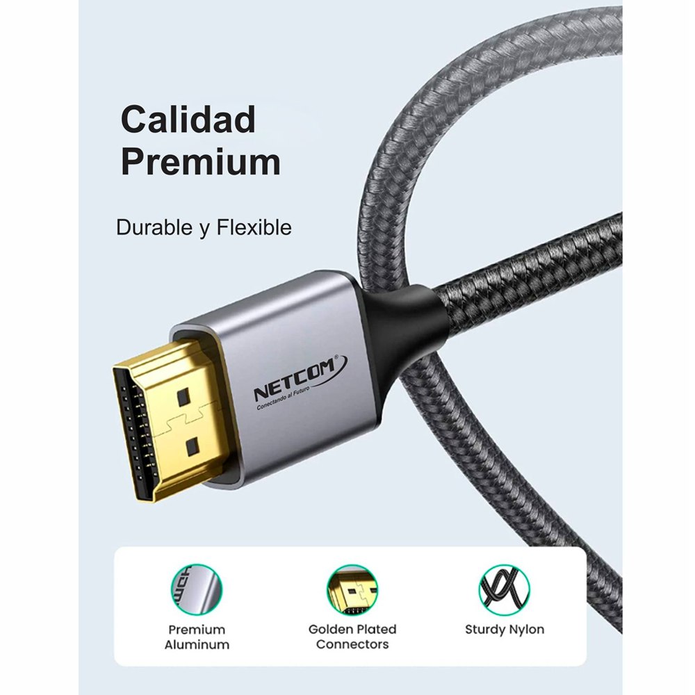 Cable Micro Hdmi a Hdmi 3 Metros NETCOM 2.0 4K 60 Hz ULTRA HD eARC S1550