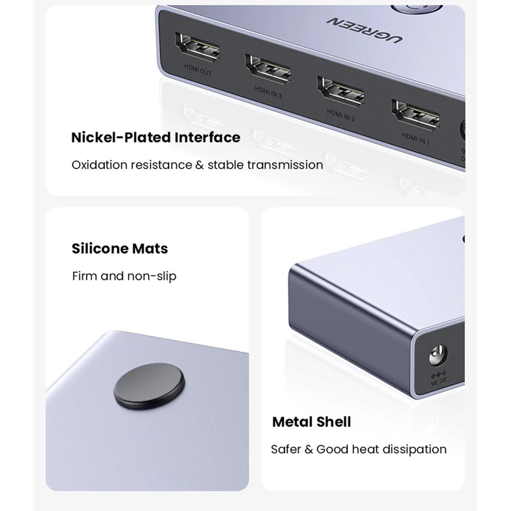 Hdmi Switch 8k 3 x1 UGREEN control remoto 3D Multiplicador HDR 8k 60hz S1552