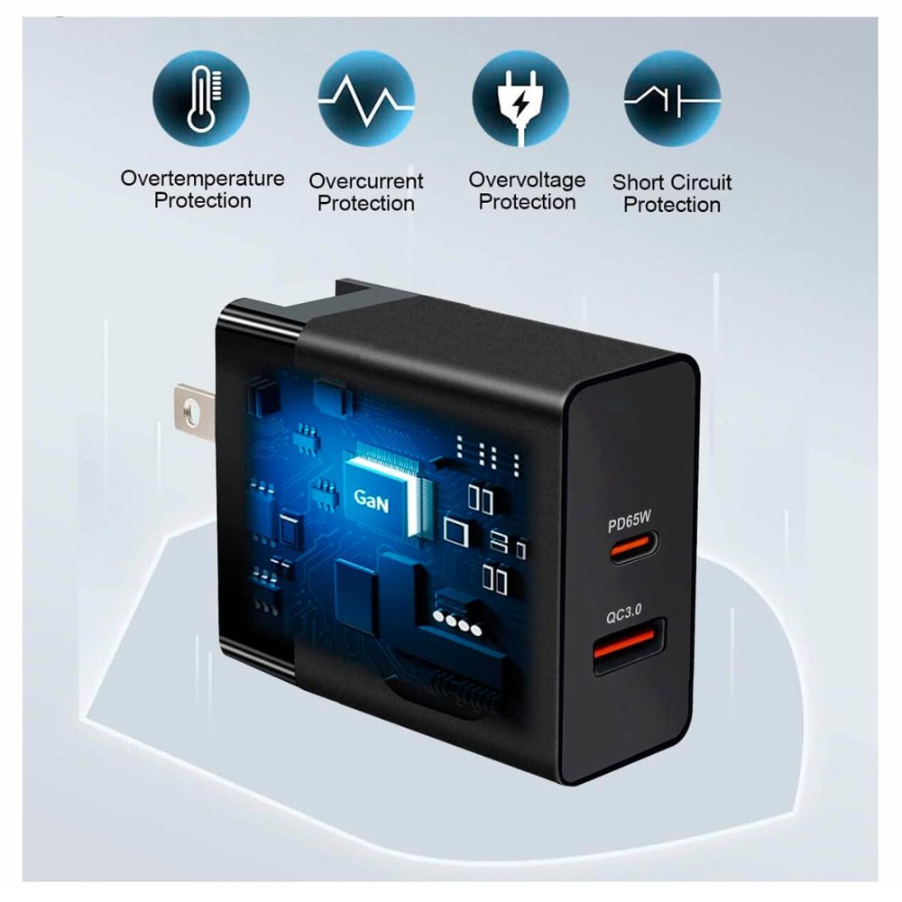 Cargador de Pared CARGA RAPIDA PD65W QC3.0 Usb 3.0 Tipo C NETCOM S1553