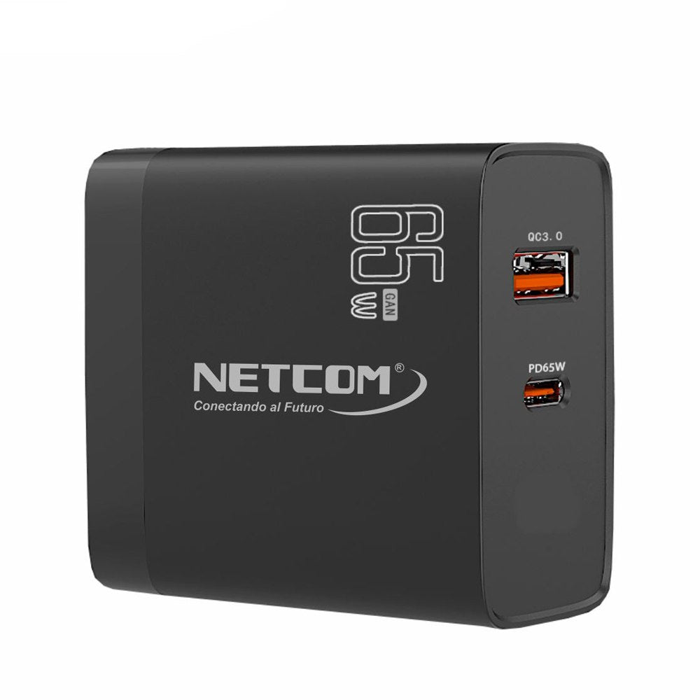 Cargador de Pared CARGA RAPIDA PD65W QC3.0 Usb 3.0 Tipo C NETCOM S1553
