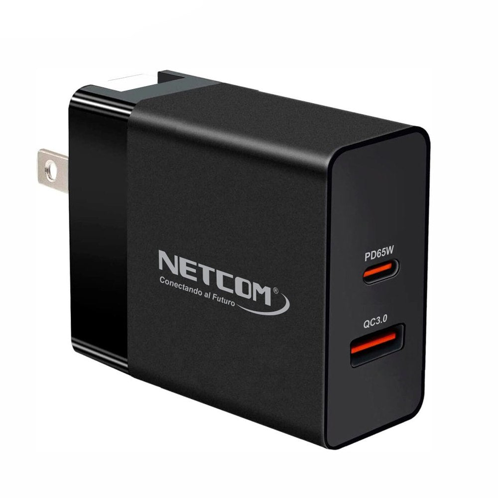 Cargador de Pared CARGA RAPIDA PD65W QC3.0 Usb 3.0 Tipo C NETCOM S1553
