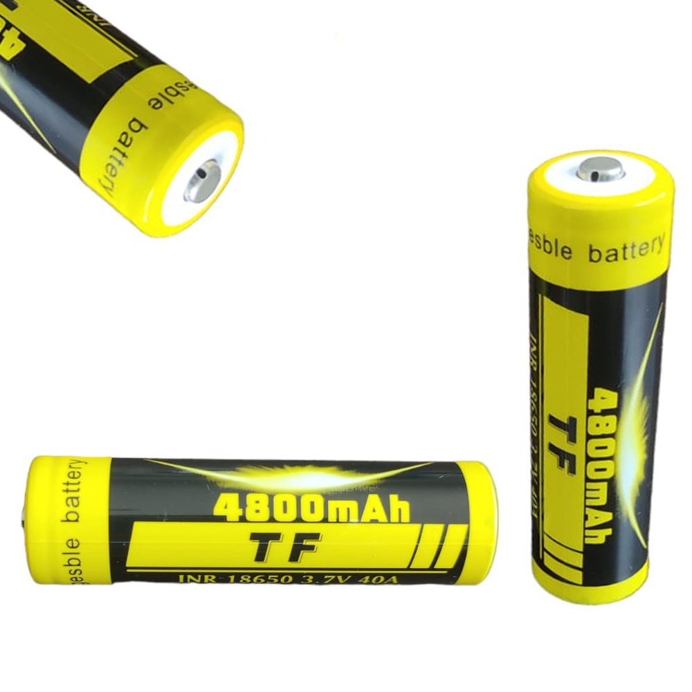 2 Baterías de Litio Recargable INR 18650 3.7V 40A 4800mAh Cabeza S1557