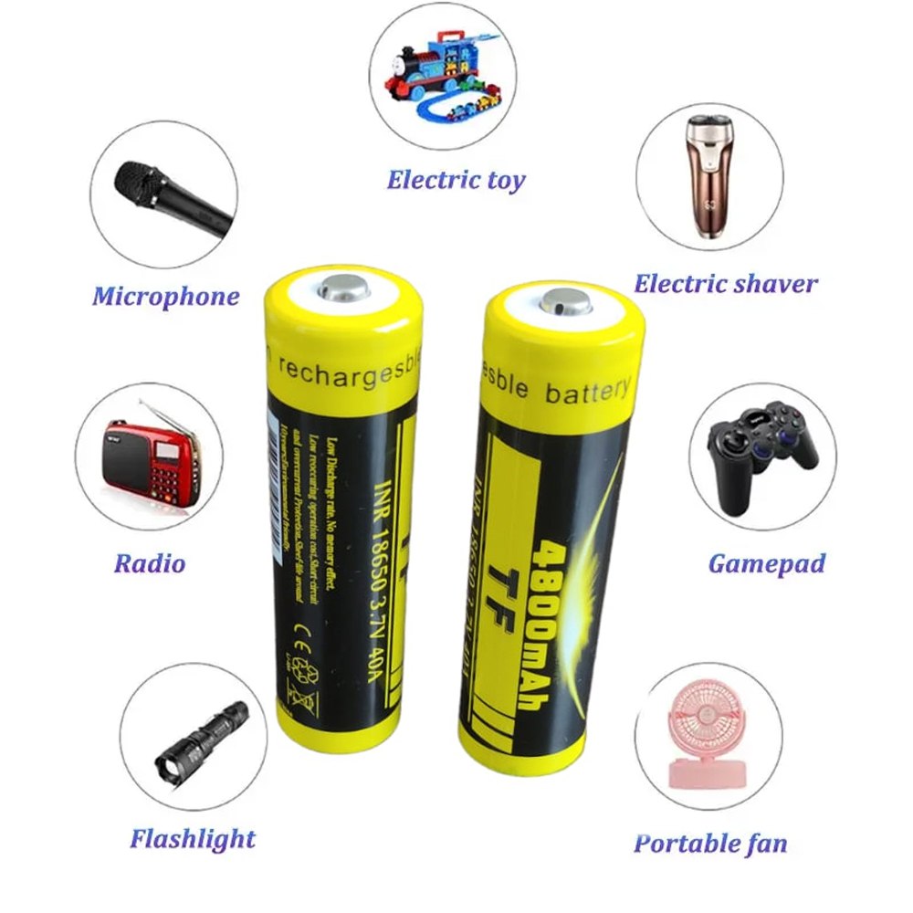 2 Baterías de Litio Recargable INR 18650 3.7V 40A 4800mAh Cabeza S1557