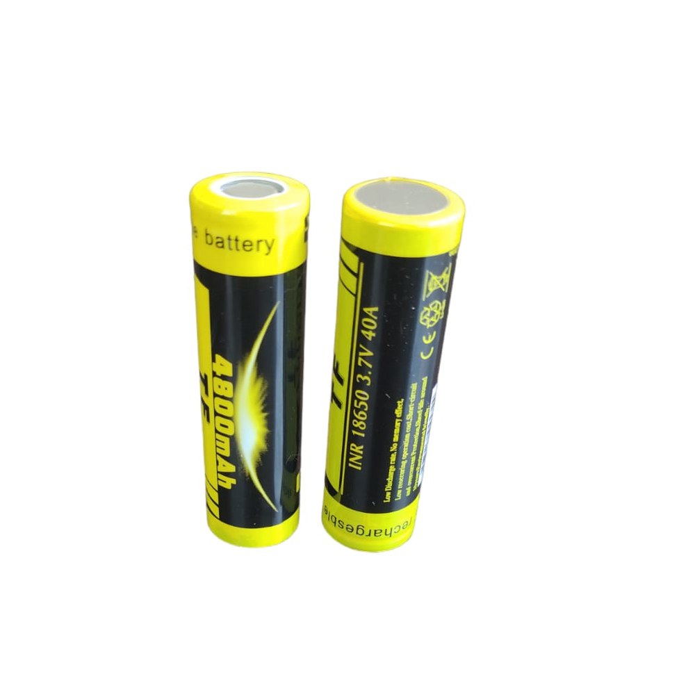 2 Baterías de Litio Recargable INR 18650 3.7V 40A 4800mAh Plana S1558