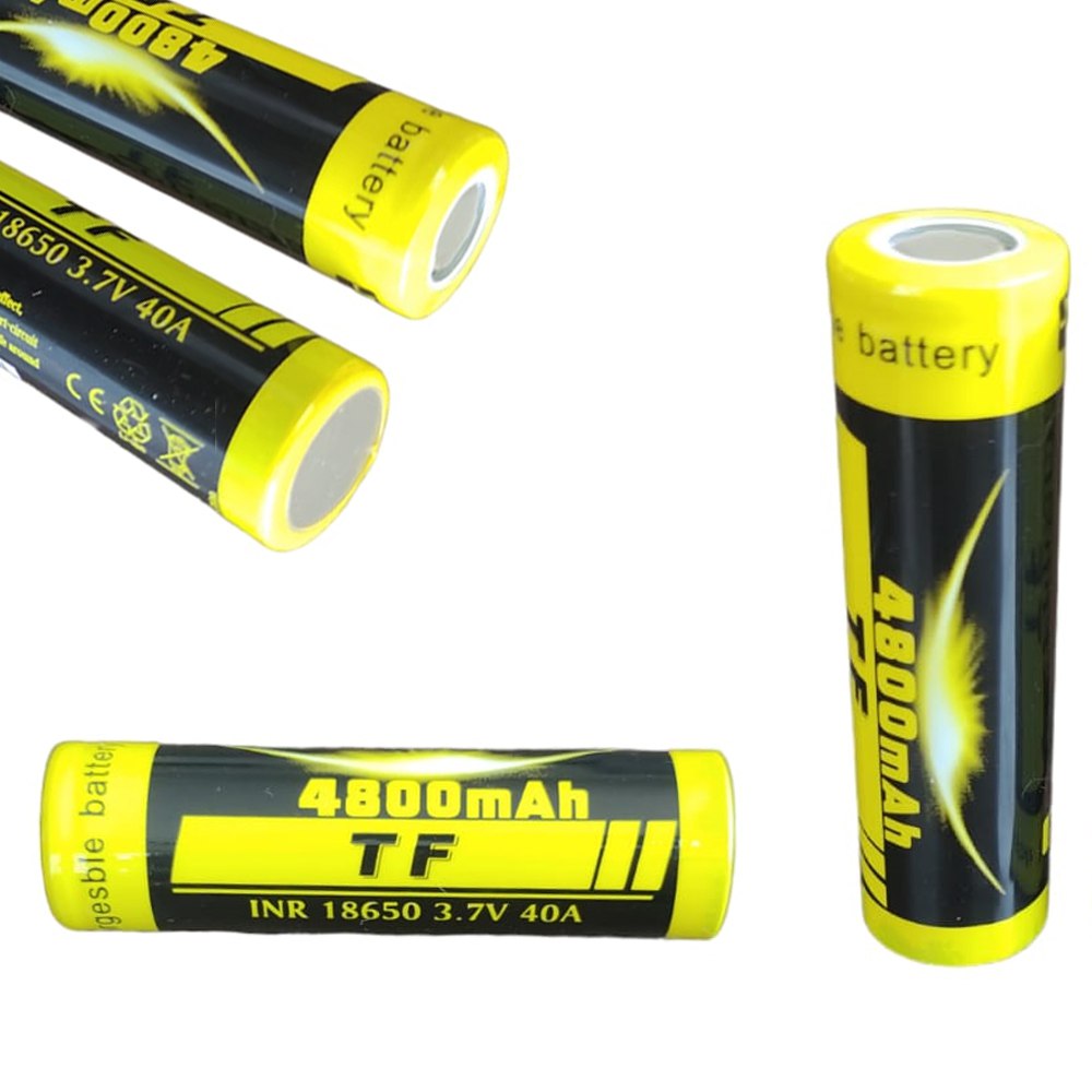 2 Baterías de Litio Recargable INR 18650 3.7V 40A 4800mAh Plana S1558