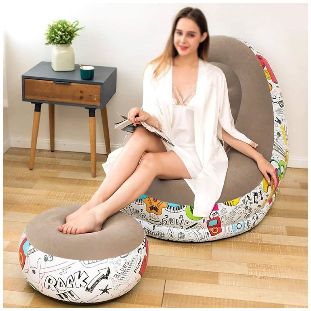 Sillon Sofá Inflable Portátil Plegable con Reposapiés Puff S1563