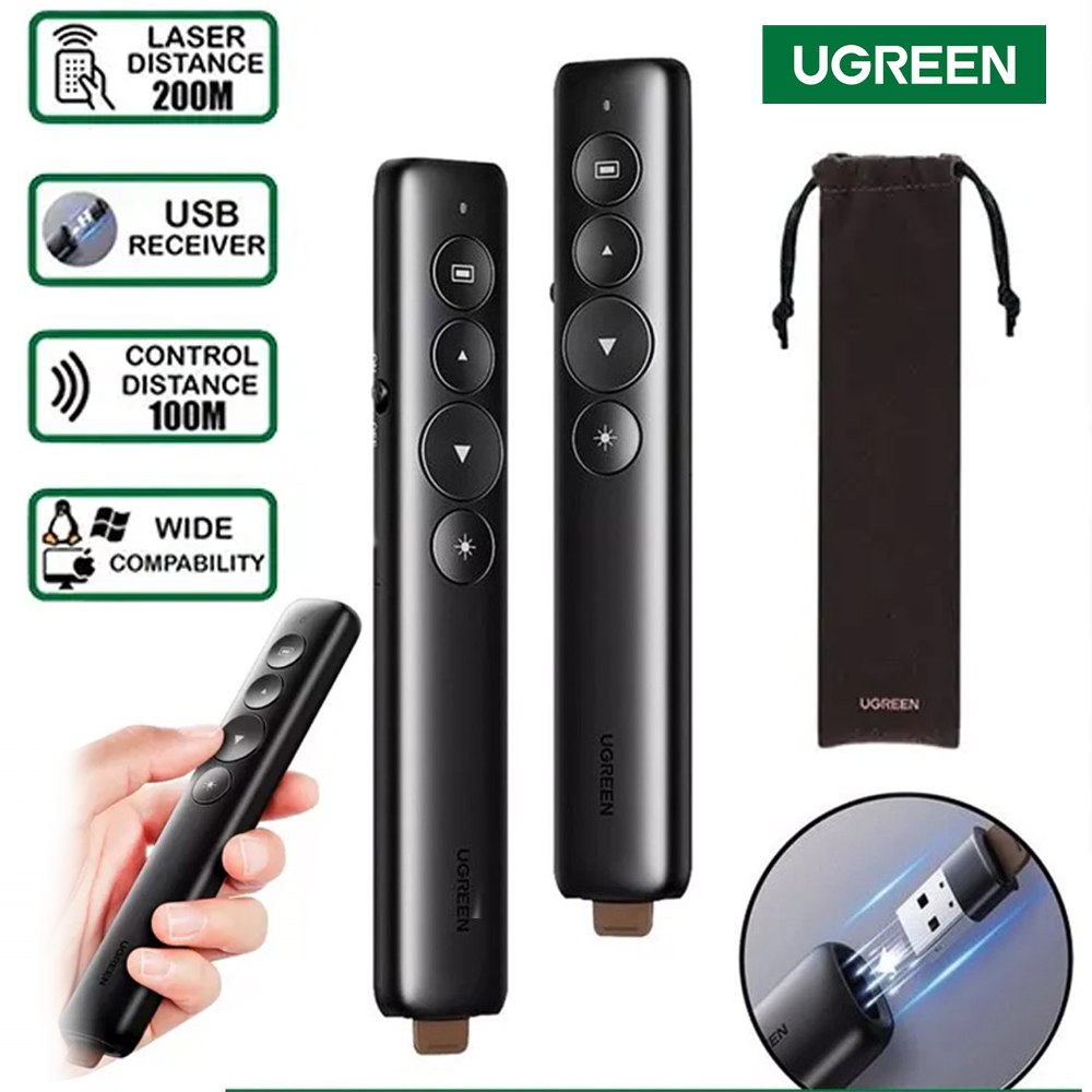 Puntero Presentador de Diapositivas 100m USB Laser Forro S1566