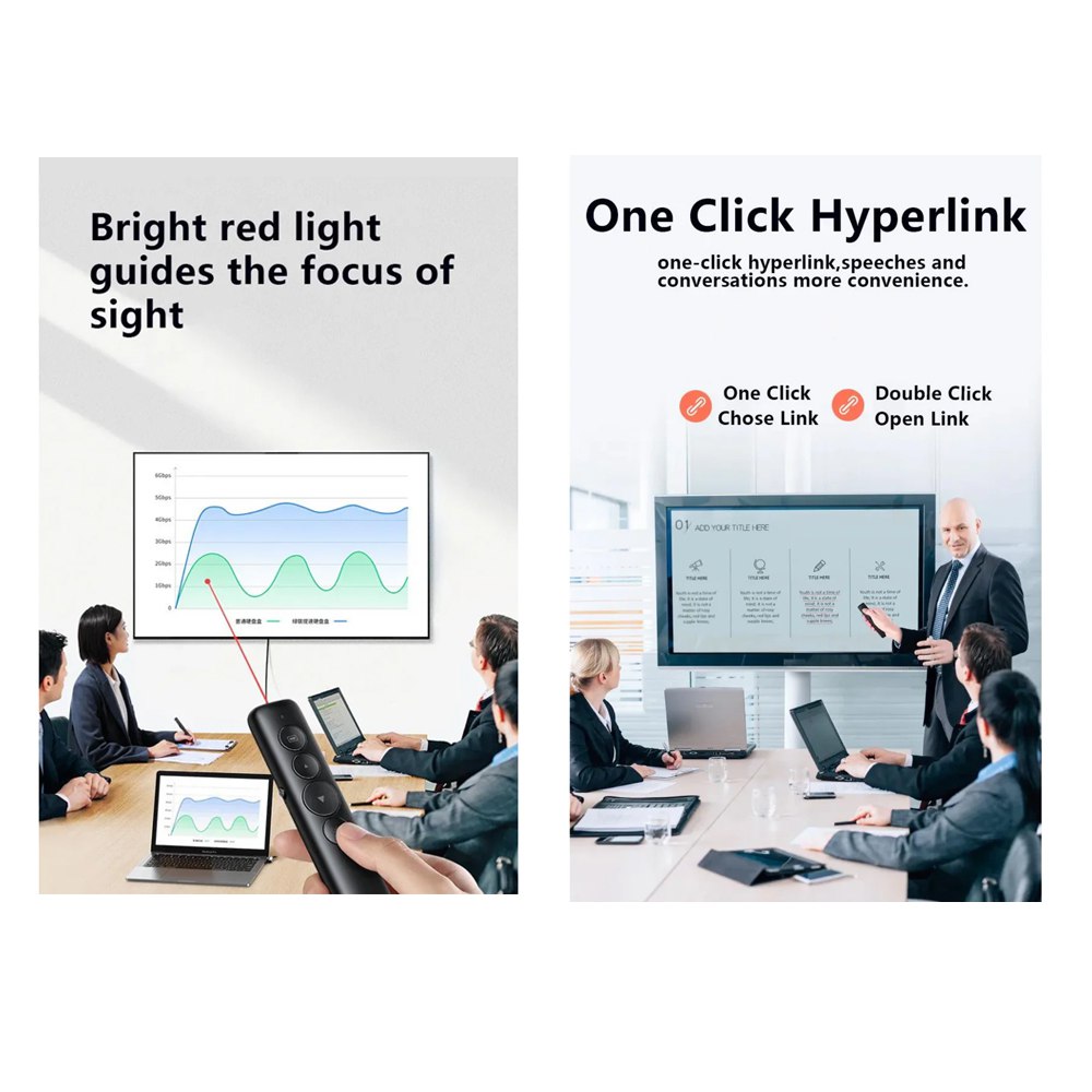 Puntero Presentador de Diapositivas 100m USB Laser Forro S1566