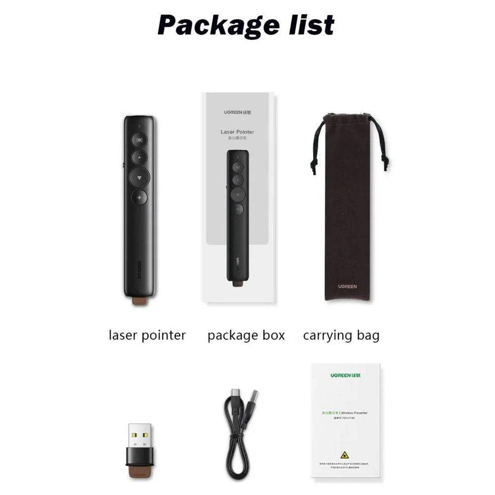 Puntero Presentador de Diapositivas 100m USB Laser Forro S1566