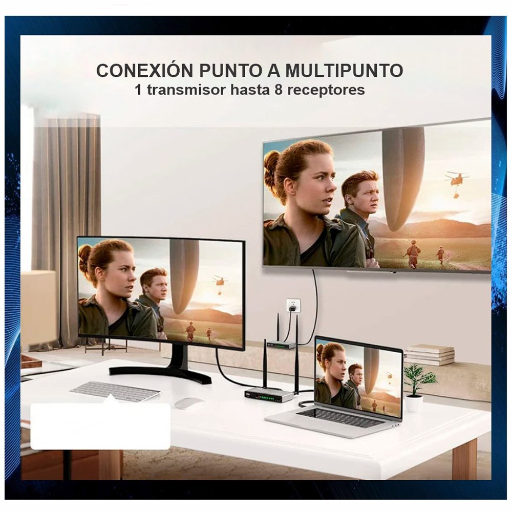 Extensión Extender HDMI INALAMBRICO Hasta 200 Metros NETCOM 60Hz KVM S1569