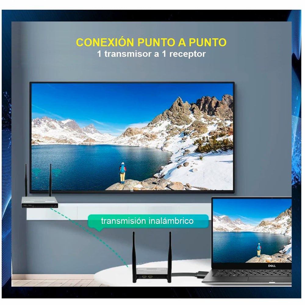 Extensión Extender HDMI INALAMBRICO Hasta 200 Metros NETCOM 60Hz KVM S1569