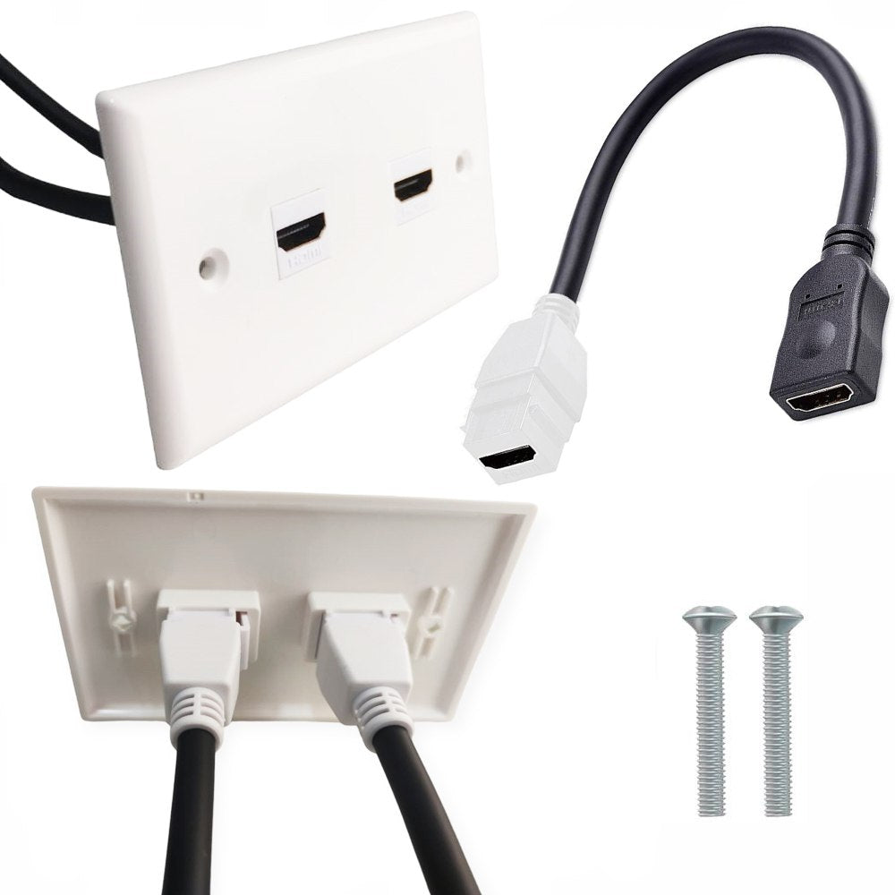 Placa ABS HDMI Faceplate HDMI Hembra 2 Puestos con Cable 1080P Empalme S1570
