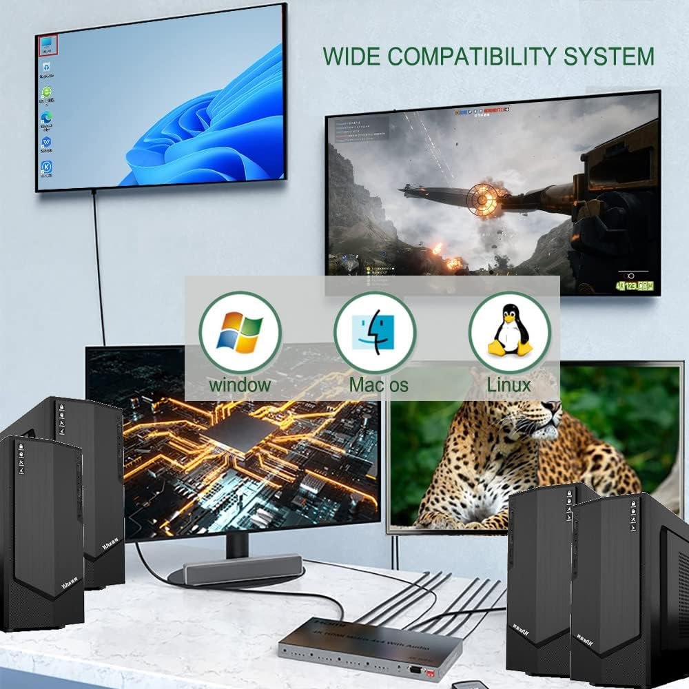 Matrix HDMI 4x4 Puertos Version 2.0 4K 60Hz Splitter Switch HDMI HDR S1572