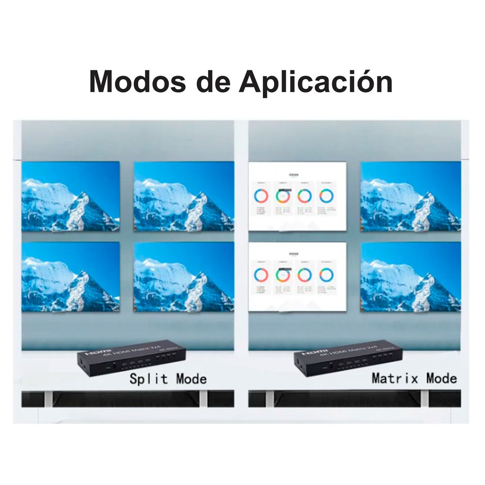 Matrix HDMI 2x4 Puertos Version 2.0 4K 60Hz Splitter Switch HDMI HDR S1573