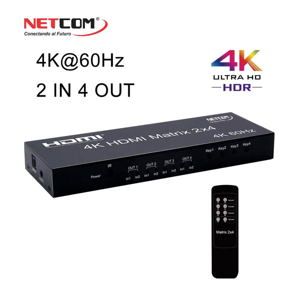 Matrix HDMI 2x4 Puertos Version 2.0 4K 60Hz Splitter Switch HDMI HDR S1573