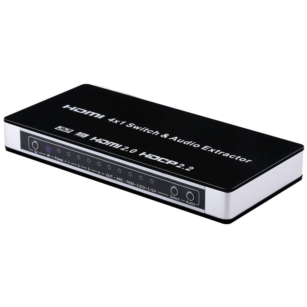 Switch HDMI 2.0 4 x 1 Extractor de Audio con Control Remoto HDCP 2.2 S1574