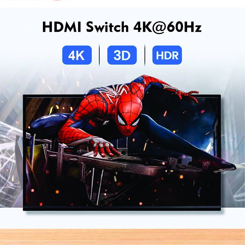 Switch HDMI 2.0 3 Puertos 4K 60Hz 3D HDR HDCP 2.2 3x1 18GBps NETCOM S1576