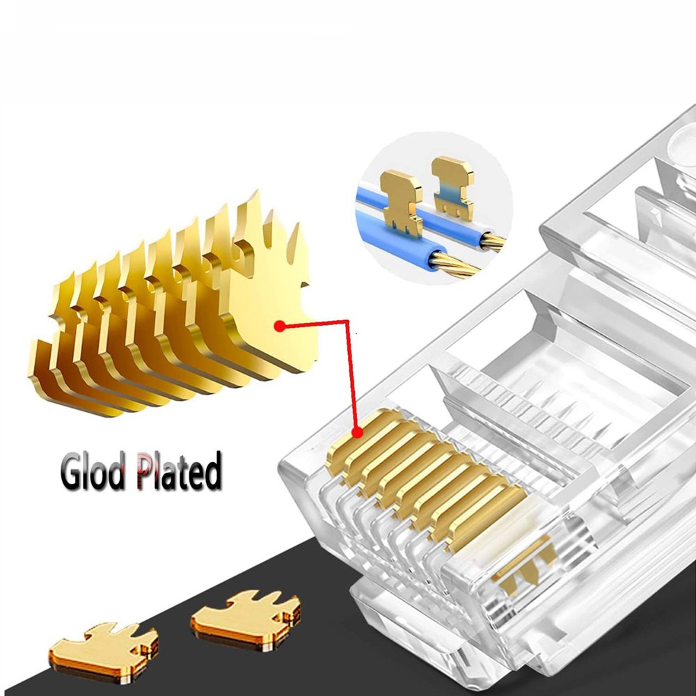 Plug Conector Rj45 Cat 6 Cat6e NETCOM para Extensión X 100 Unidades S1579