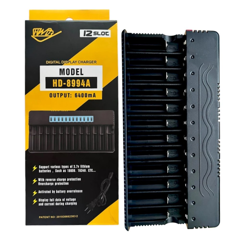Cargador de pilas baterías recargables 12 puestos AA AAA 18650 26650 S1589