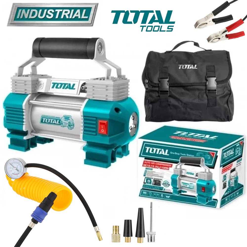 Compresor de aire para auto a Batería TOTAL 12-13.5V 120 PSI S1591