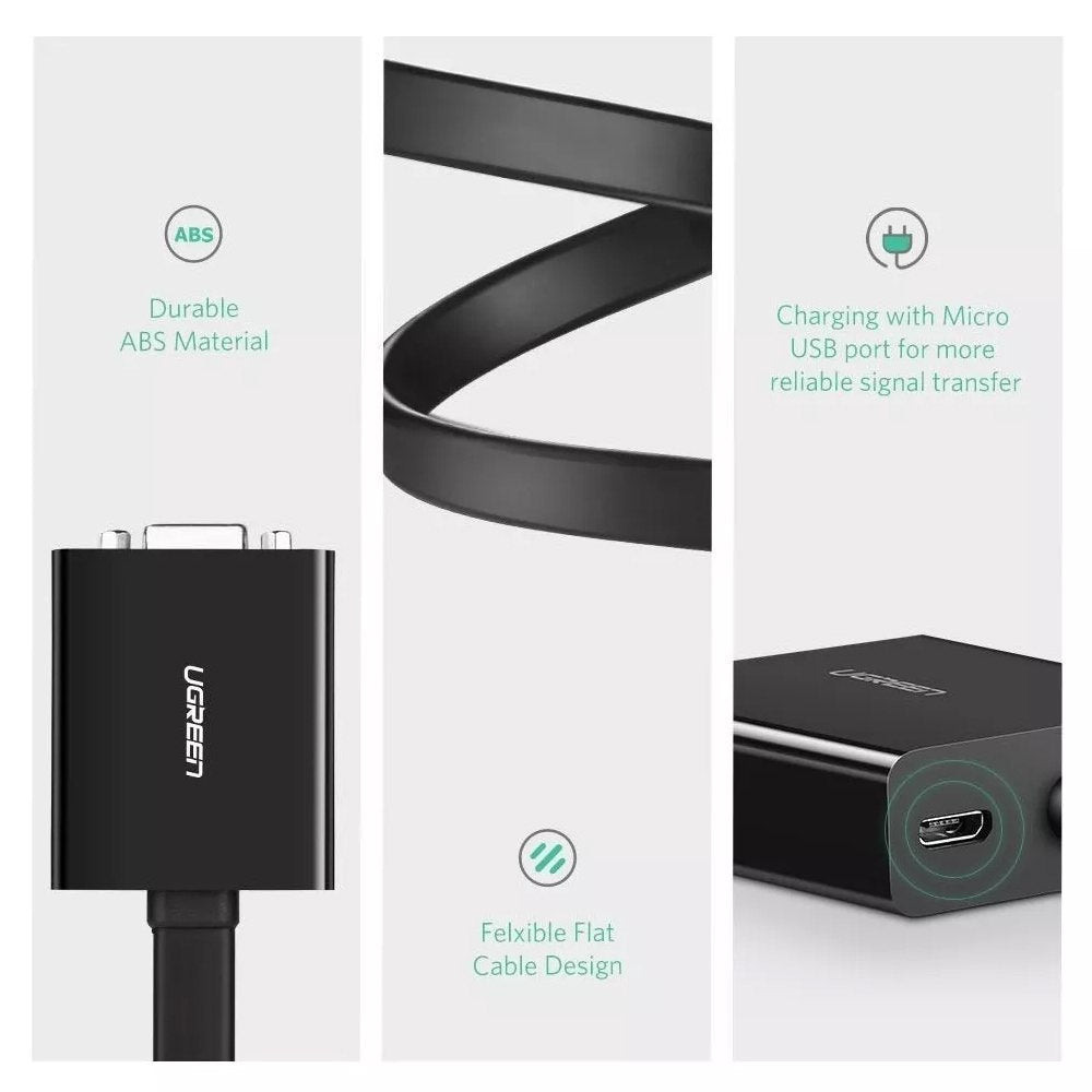 Adaptador Convertidor DVI D 24+1 a VGA activo UGREEN Cable Plano S1595