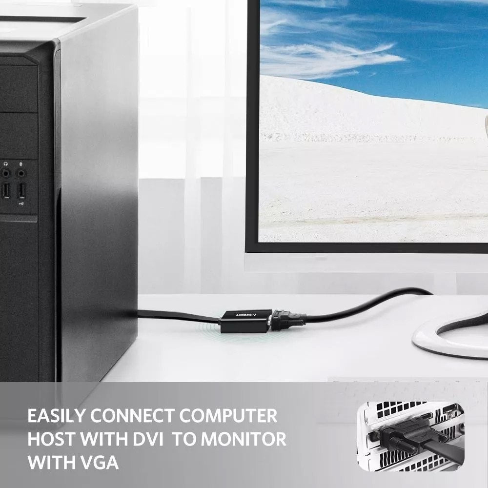 Adaptador Convertidor DVI D 24+1 a VGA activo UGREEN Cable Plano S1595