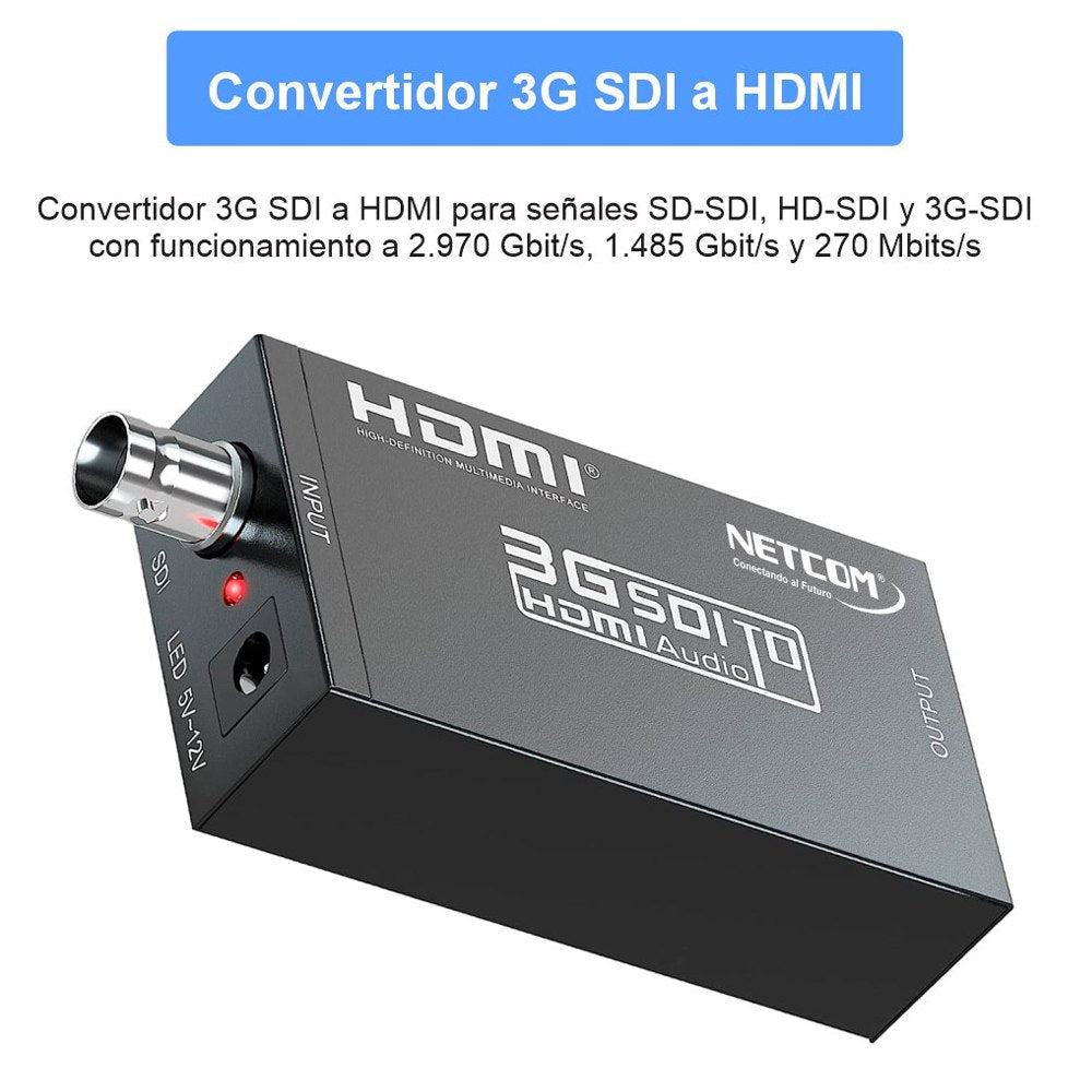 Convertidor SDI a HDMI Camaras a TV metalico 1080p NETCOM S1663