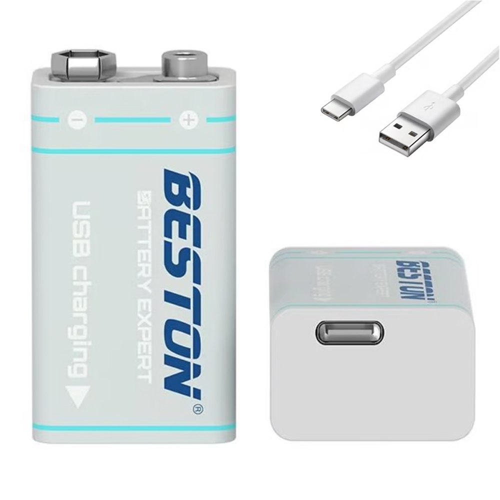 Bateria de Litio Pila 9V Recargable USB Tipo C BESTON 1000mAh S1666