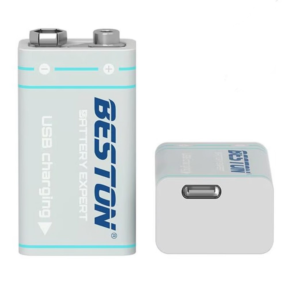Bateria de Litio Pila 9V Recargable USB Tipo C BESTON 1000mAh S1666