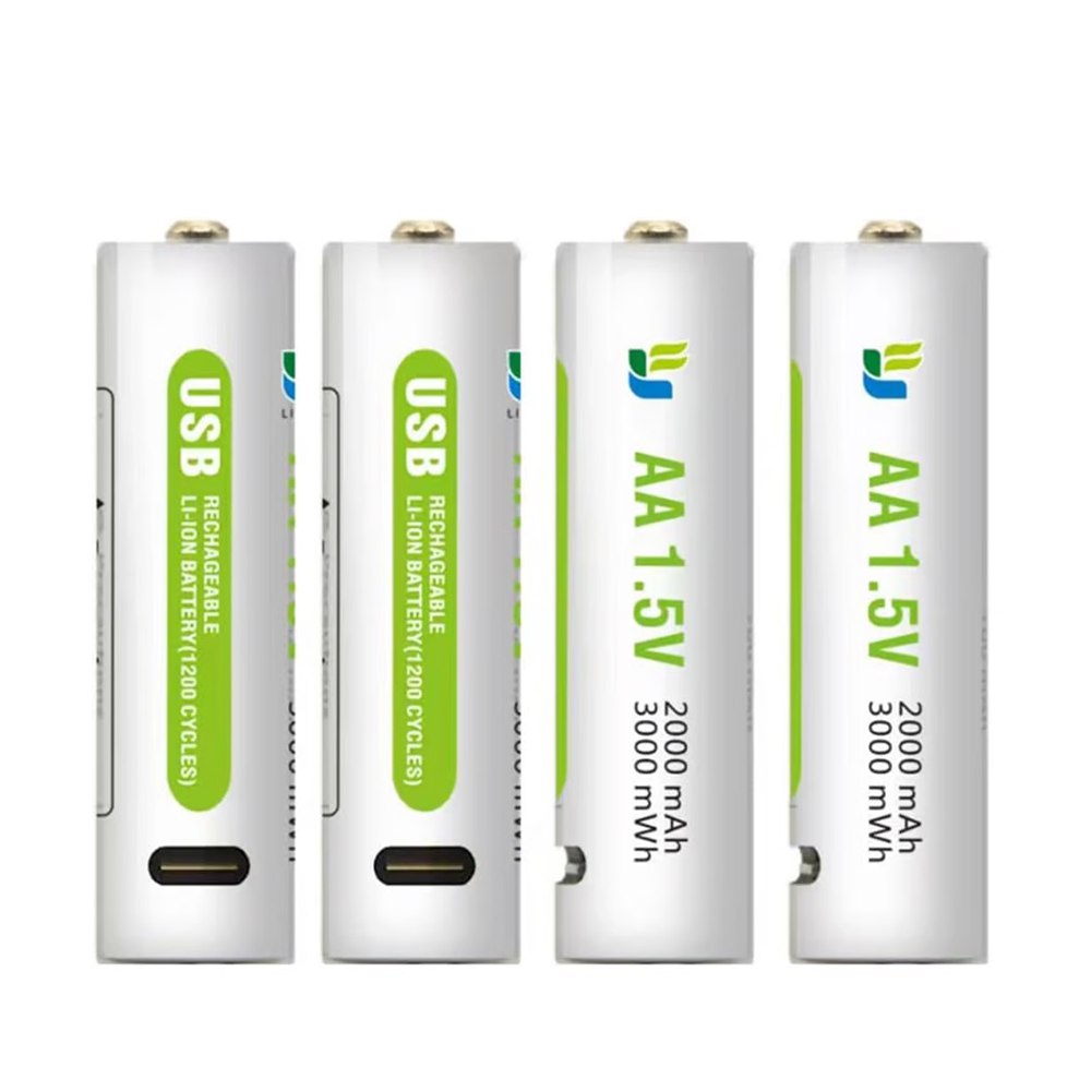 4 Baterias de Litio Recargable AA Pila 1.5V 3000mAh USB Tipo C S1667