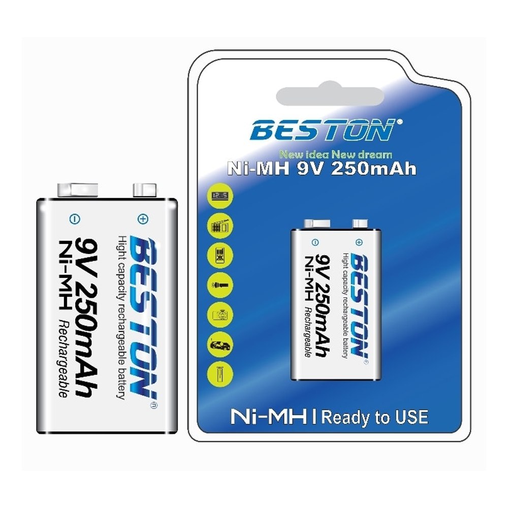 Bateria de Nimh Pila 9V Recargable BESTON 250mAh S1668