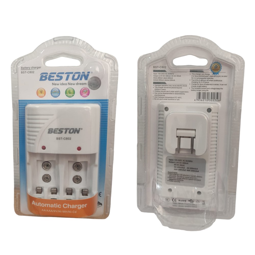 Cargador Rapida de Baterias Pilas Recargables BESTON 4xAA 4xAAA 2x9V S1671