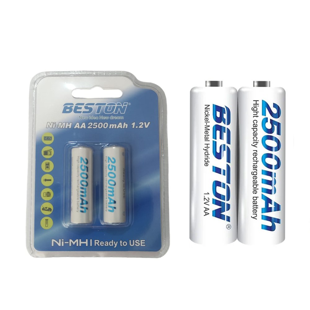 Blister 2 Baterias de Nimh Recargable AA Pilas 1.2V 2500mAh BESTON S1674