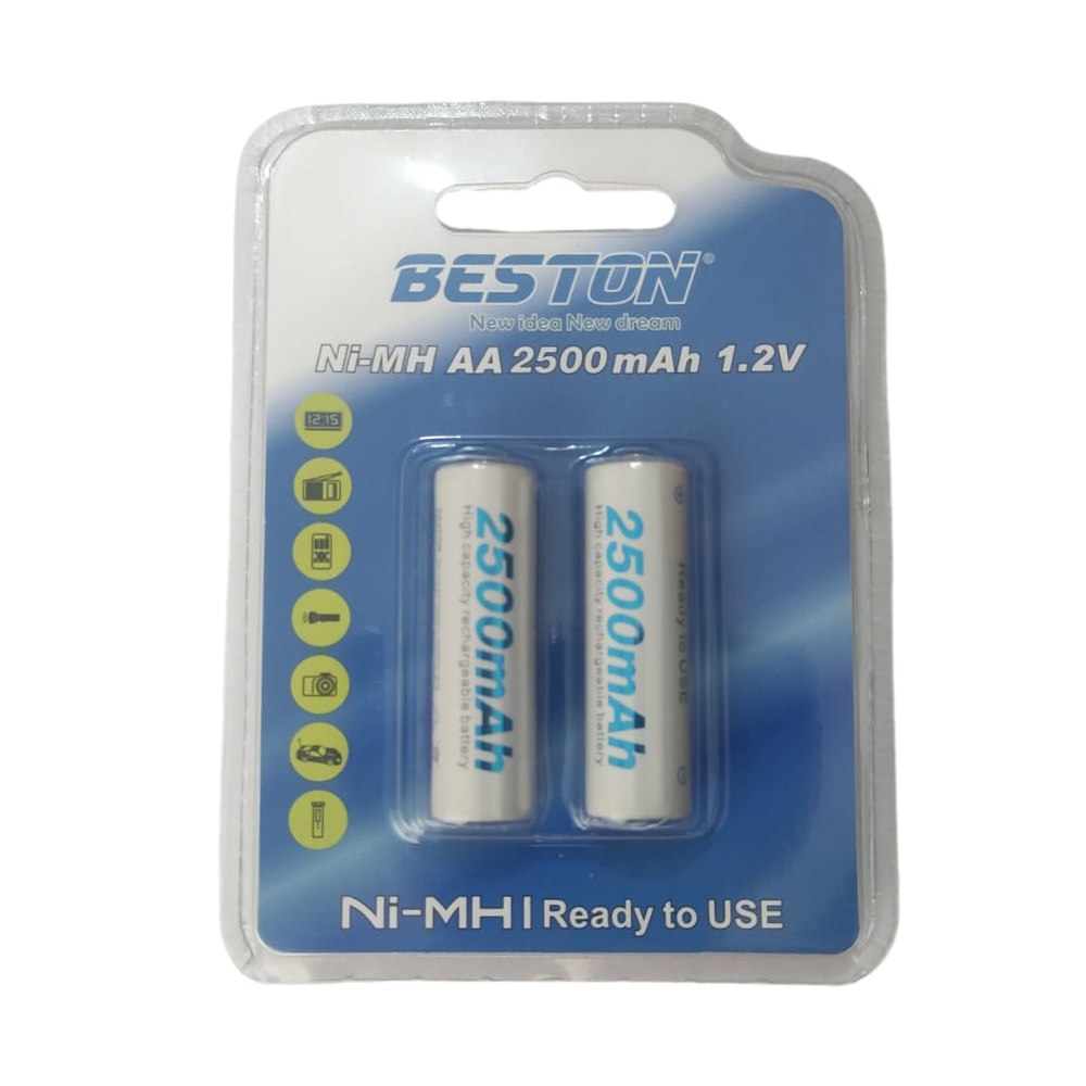 Blister 2 Baterias de Nimh Recargable AA Pilas 1.2V 2500mAh BESTON S1674